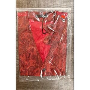 New! Best Tuxedo Men's Red Paisley Formal Tuxedo Vest Waistcoat w/ Bow Tie, M